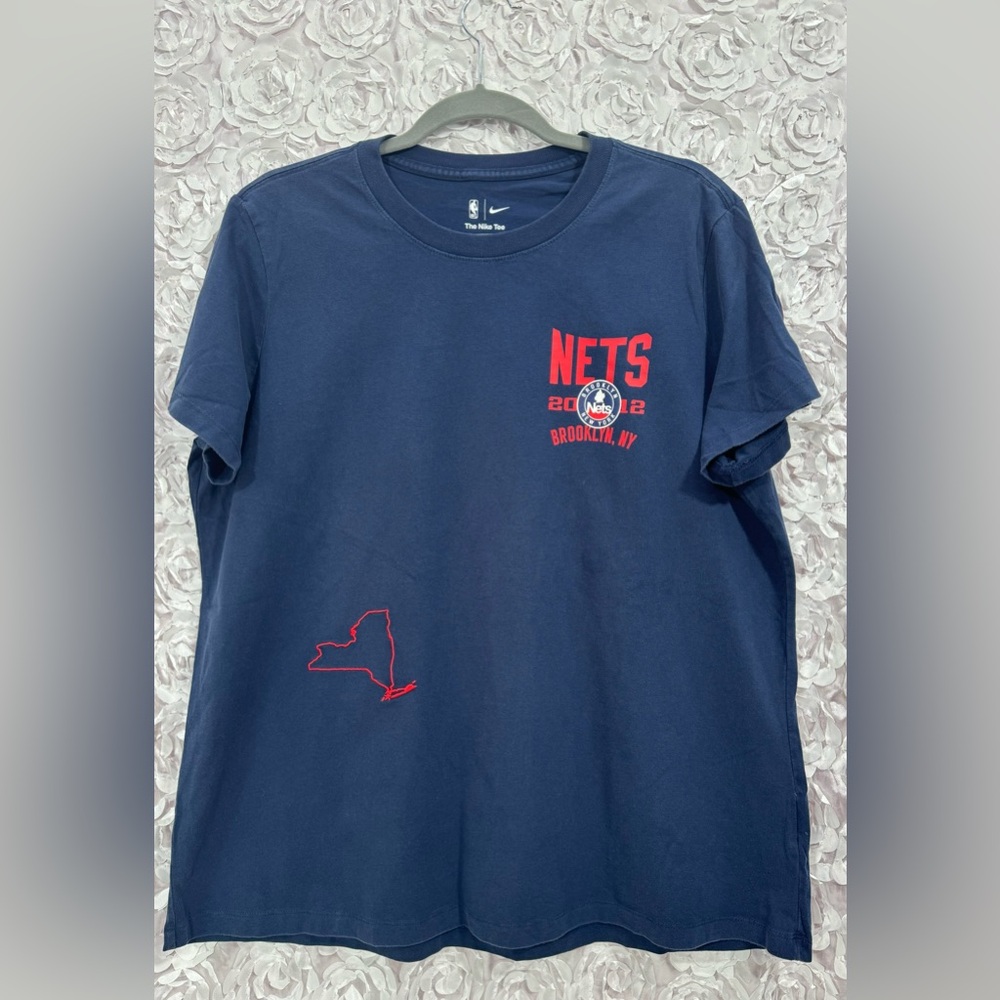 NWT Brooklyn Nets Blue Short Sleeve Nike Tee New York NBA T-Shirt Women’s Sz  XL
